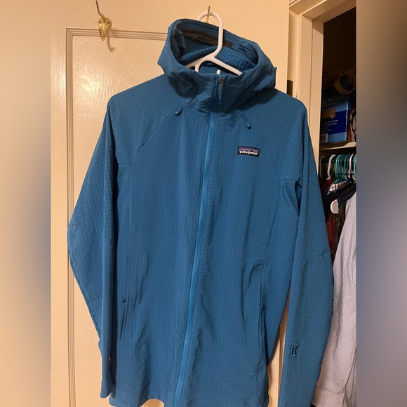 Patagonia Women's R1 Tech Face Hoody Hooded Zip Jacket size Large Blue - Picture 1 of 3